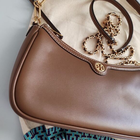 New! Tory Burch Studio Leather Shoulder Bag Crossbody in Moose - Picture 3 of 14